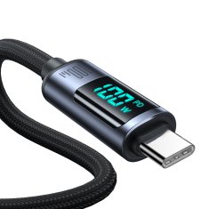 Joyroom Kabel USB-C z LED-zaslonom 100 W, 1,2 m, črn
