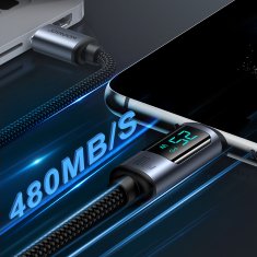 Joyroom Kabel USB-C z LED-zaslonom 100 W, 1,2 m, črn
