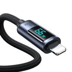 Joyroom Kabel z LED zaslonom USB-C - USB-A 66 W 1,2 m črn