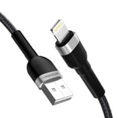 WOZINSKY Kabel za iPhone v pletenem ohišju USB-A - Lightning 2,4 A, 1 m, črn