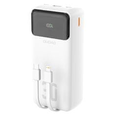 DUDAO Powerbank 30000mAh z vgrajenimi kabli PD 22,5W - bela