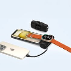 WOZINSKY Mini powerbank 5000mAh 15W iPhone Lightning in polnilnik za Apple Watch - črn