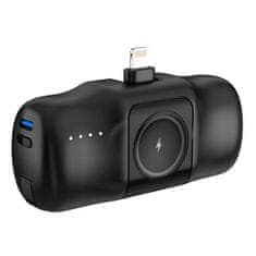 WOZINSKY Mini powerbank 5000mAh 15W iPhone Lightning in polnilnik za Apple Watch - črn