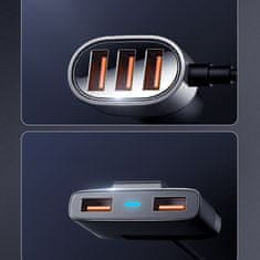 Joyroom Hitri avtomobilski polnilnik 5x USB 6,2 A s podaljškom, črn