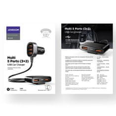 Joyroom Hitri avtomobilski polnilnik 5x USB 6,2 A s podaljškom, črn
