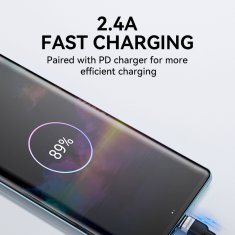 WOZINSKY Kabel USB-A - USB-C 2,4 A, 1 m, črn