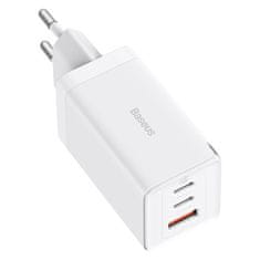 BASEUS Hitri omrežni polnilnik GaN 2x USB-C USB 65 W + kabel USB-C, bel