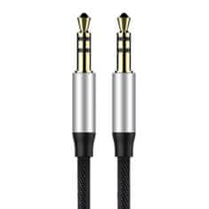 BASEUS Kabel za avdio stereo Yiven M30 AUX 3,5 mm mini jack 1,5 m – srebrno-črn