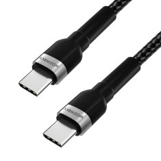 WOZINSKY Kabel USB-C - USB-C PD 65 W, 1 m, črn