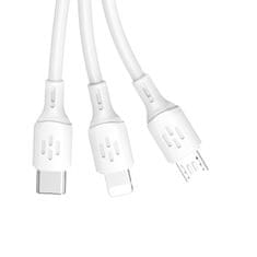 DUDAO 3v1 Kabel USB-A na USB-C mikro USB iPhone Lightning 480 Mb/s 1,2 m bel