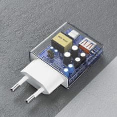 DUDAO Mrežni polnilnik GaN A30EUL 30 W USB-A USB-C – bel