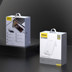 DUDAO Ultra tanka potovalna omrežna polnilna naprava GaN 65 W USB-A USB-C PD EU/US – bela