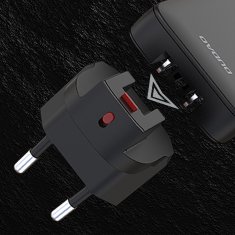 DUDAO Ultra tanka potovalna omrežna polnilna naprava GaN 65 W USB-A USB-C PD EU / US – črna