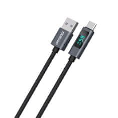 DUDAO Kabel L7T USB-A - USB-C 66 W z LED-zaslonom 1 m - črn