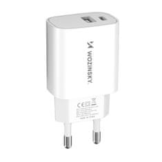 WOZINSKY Mrežni polnilnik 20 W USB-A USB-C 100–240 V, bel