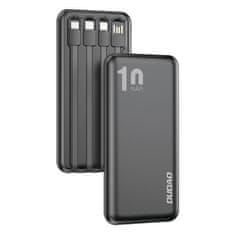 DUDAO Powerbank K6Pro 10000mAh univerzalni z USB-kablom USB-C microUSB Lightning črn