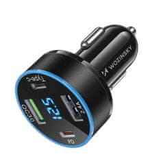 WOZINSKY Avtomobilski polnilnik z zaslonom 50 W, 2xUSB-C in 2xUSB-A – črn