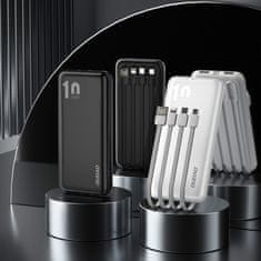 DUDAO Powerbank K6Pro 10000mAh univerzalni z USB-kablom USB-C microUSB Lightning črn