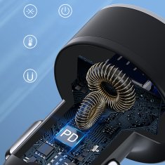 WOZINSKY Avtomobilski polnilnik z zaslonom 50 W, 2xUSB-C in 2xUSB-A – črn