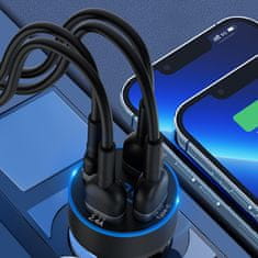 WOZINSKY Avtomobilski polnilnik z zaslonom 50 W, 2xUSB-C in 2xUSB-A – črn