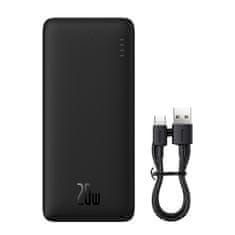 BASEUS Powerbank 20000mAh Airpow 20W s kablom USB-A - USB-C 50cm - črn