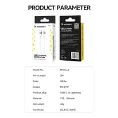 WOZINSKY Kabel za iPhone USB-C - Lightning PD 27W 2m bel