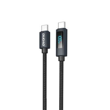DUDAO Kabel L7C USB-A - USB-C 100 W z LED-zaslonom 1 m - črn