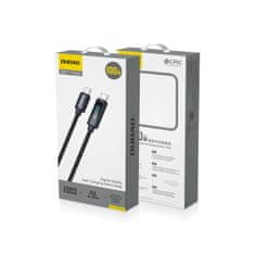 DUDAO Kabel L7C USB-A - USB-C 100 W z LED-zaslonom 1 m - črn
