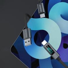 DUDAO Kabel L7C USB-A - USB-C 100 W z LED-zaslonom 1 m - črn