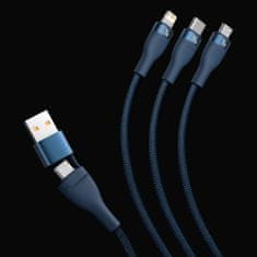 BASEUS Kabel 4v1 USB+USB-C za USB-C / iPhone Lightning / micro USB 1,2 m – modri