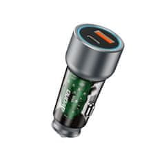 DUDAO Avtomobilski polnilnik R4T 30W USB-A USB-C - siv