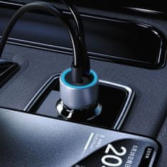 DUDAO Avtomobilski polnilnik R4T 30W USB-A USB-C - siv