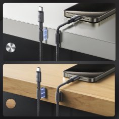 Joyroom Kabel USB-C - USB-C z organizatorjem in magnetnim držalom 1,2 m - siv