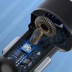 WOZINSKY Avtomobilski polnilnik za vžigalnik USB-C USB-A 36 W, črn