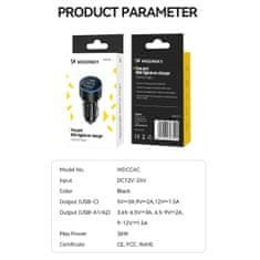 WOZINSKY Avtomobilski polnilnik za vžigalnik USB-C USB-A 36 W, črn