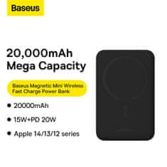 BASEUS Powerbank Magnetic Mini 20000 mAh 20W + kabel USB-C črn