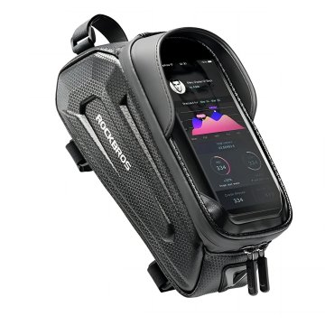 ROCKBROS Kolesarska torba za okvir z žepom za telefon in navigacijo 1,7 l – črna