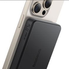 BASEUS Powerbank Airpow II 10000mAh Qi2 MagSafe 22,5W s kablom USB-C 20V 3A 30cm - črn