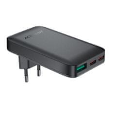 AceFast Ploščati omrežni polnilnik 65 W GaN 2 USB-C USB-A ultra tanek – črn