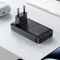 AceFast Ploščati omrežni polnilnik 65 W GaN 2 USB-C USB-A ultra tanek – črn