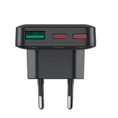 AceFast Ploščati omrežni polnilnik 65 W GaN 2 USB-C USB-A ultra tanek – črn