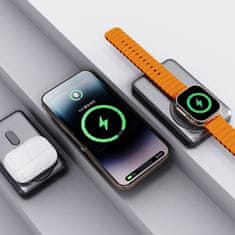 DUDAO Powerbank K29 10000mAh MagSafe kovinsko ohišje stojalo kabli USB-C iPhone Lightning PD 20W - siva