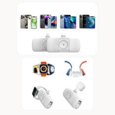 WOZINSKY Mini powerbank 5000mAh 15W iPhone Lightning in polnilnik za Apple Watch - bel