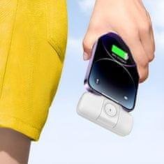 WOZINSKY Mini powerbank 5000mAh 15W iPhone Lightning in polnilnik za Apple Watch - bel