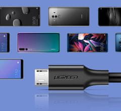 Ugreen Kabel USB - micro USB 2,4 A 480 Mb/s 1,5 m črn