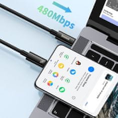 BASEUS Kabel USB-C 480 Mb/s 240 W Tungsten Gold 1 m črn