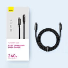 BASEUS Kabel USB-C 480 Mb/s 240 W Tungsten Gold 1 m črn