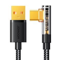 Joyroom Kotni kabel USB-C - USB za hitro polnjenje in prenos podatkov 3A 1,2 m črn