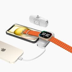 WOZINSKY Mini powerbank 5000mAh 15W iPhone Lightning in polnilnik za Apple Watch - bel