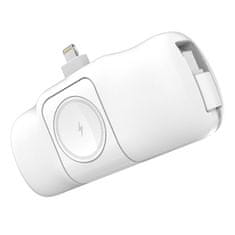 WOZINSKY Mini powerbank 5000mAh 15W iPhone Lightning in polnilnik za Apple Watch - bel